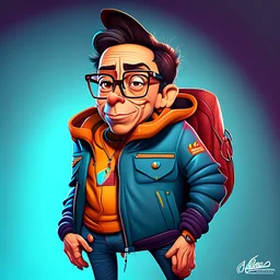 Caricatura de Gustavo Petro cuerpo completo colores contrastantes Bauhous obra de arte detallado 4k