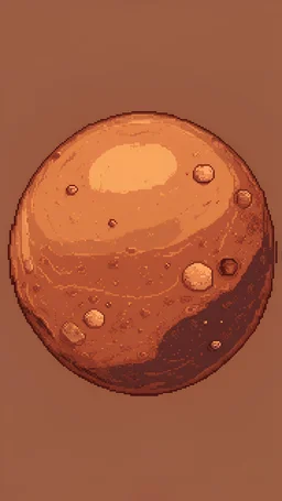 a minimalist cartoon mars planet for a top down view, 2D, asset shooter, video game , pixel art, transparent background