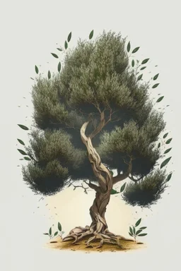 the most beautiful and majestic olive tree, clean background, logo