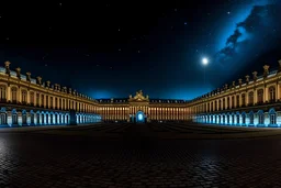 Donne moi une image du château de Versailles avec 100 d’étoiles dans la nuit with no clouds