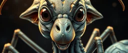 brilliant detailed full figure portrait disco glittery goose ant alien gremlin anime in the style of Escher and Giger
