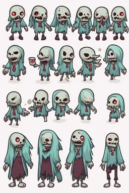 cute undead soul sprite sheet for animation (idle, run, jump movement)