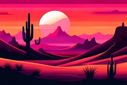 poster hues, purple, pink hues, desert sunset, retro poster design