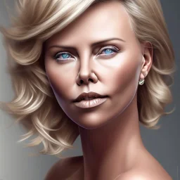 portrait Charlize Theron blond hairs big bobs