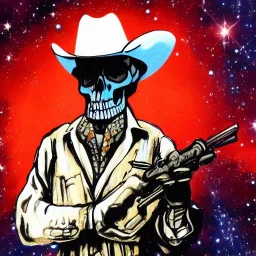 Skull cowboy in space