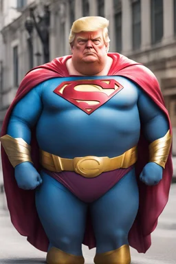 fat superman with donald trump's head