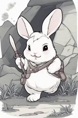 Cute chubby bunny floppy ears adventurer dnd art realism