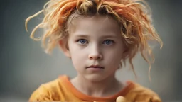 Photoreal magnificent a kid with spaghetti hair, banana arms, carrot nose, colorful clothes, by lee jeffries, otherworldly creature, in the style of fantasy movies, shot on Hasselblad h6d-400c, zeiss prime lens, bokeh like f/0.8, tilt-shift lens 8k, high detail, smooth render, unreal engine 5, cinema 4d, HDR, dust effect, vivid colors