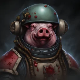 space pig marine portrait blood gore