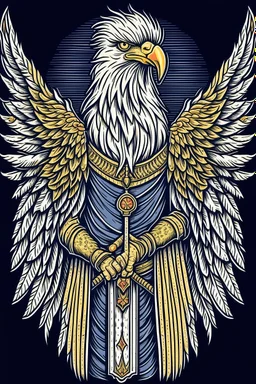 Eagle wearing crown and holding sword with Amberian Security Consulting under neath