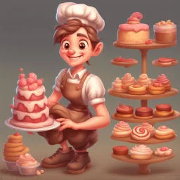 a cartoon character thirty years old confectioner , an ultrafine detailed painting by senior character artist, featured on polycount, sots art, artstation hd, 2d game art, behance hd