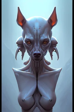 Alien dog-headed Humanoid, sci-fi, extremely detailed, digital painting, artstation, concept art, smooth, sharp focus, illustration, intimidating lighting, incredible art by Artgerm and Vincent di Fate and Anton Pieck