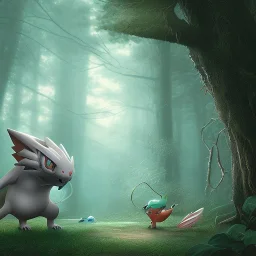 Mystery pokemon,Ambiance dramatique, hyperrealisme, 8k, high quality, lot of details, portrait,