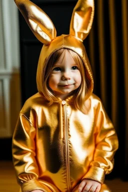 girl in a gold bunny costume