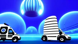 A police Tesla Cybertruck is chasing a Tesla 'Model S Plaid' at top speed, on the 'Cloud City' of the planet Bespin (from Star Wars). CINEMATIC. WIDE ANGLE LENS.