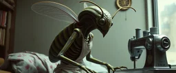 Xixchil Insectoid alien surgeon covered in bizarre biological modifications and extra limbs. Sewing machine, banana Keeps offering completely unnecessary “improvements.” in 2590s apartment and clothes
