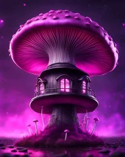 A solitary floating mushroom house on a clear night. silver and pink and purple, Dark cosmic interstellar. Detailed Matte Painting, deep color, fantastical, intricate detail, splash screen, hyperdetailed, insane depth, concept art, 8k resolution, trending on Artstation, Unreal Engine 5, color depth, backlit, splash art, dramatic, High Quality Whimsical Fun Imaginative Bubbly, perfect composition