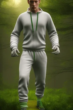 Ape ran in jogging suits in the forest, details, texture, 8k quality,