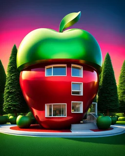 Casa con forma de manzana calidad ultra hiperdetallada arte pop 64k