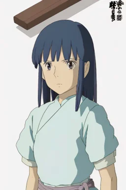 Yui: A full body image of Yui standing confidently in her rugged clothing, hands on her hips. Her athletic build, dark hair streaked with blue, and vibrant green eyes are clearly visible. Her look of determination reflects her adventurous spirit. Yui, in a full-body outdoor suit tailored from resilient material, is shown. Her suit features a built-in respirator mask, oxygen tank, and utility pockets. Her boots are more substantial, suitable for harsh conditions, and her gloves are thick and prot