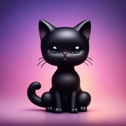 Create little black cat style cute figurine and gradient background