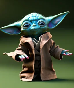 Yoda toddler, full body, soft skin, dramatic lighting, hyper realistic