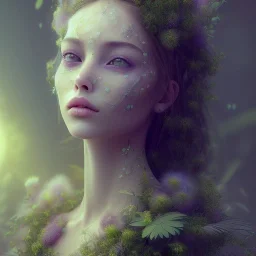 Portrait of beautiful daisy girl, face dept of field,face shining, plant, metal,lens blur,,Unsharp masking, feathers,central weight average,Laplacian filt CWA Dryad,Median filter fae, sidhe, ominous, nature, plants, wildflower sparkle,wildflower 3d view, facepaint, dnd character portrait, intricate, oil on canvas, masterpiece, expert, insanely detailed, 4k resolution, retroanime style, cute big circular reflective eyes, cinematic smooth, intricate detail , soft smooth lighting, soft pastel color