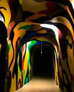 A tan underground cavern in graffiti art style painted by Henri Matisse