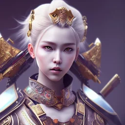 portrait of a warrior with japanese godddes beautiful girl themed armour, extremely detailed, UHD, 8k,macro lens, perfect position,hyperphotorealistic, unreal engine 5, octane render