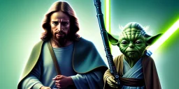 jesus as a jedi next to yoda