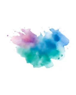 scattered powder on a white background painted with watercolor paints, top view