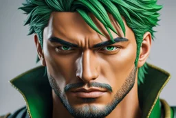 Zoro in 8k live action anime artstyle, one piece them, Young man, dynamic pose, intricate details, highly detailed, high details, detailed portrait, masterpiece,ultra detailed, ultra quality