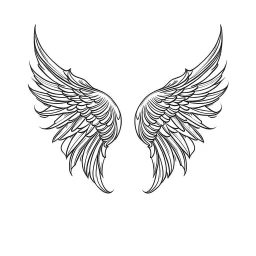 very simple line drawing of a heart with angel wings against a white background.