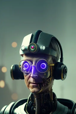 A portrait of post-apocalypse cyborg BILL GATES in a cyberpunk city, sci-fi fantasy style, volumetric lighting,highly detailed,cinamatic,gold colours,8k, 3D octane render, annie stokes, lisa parker, dark, 8k.