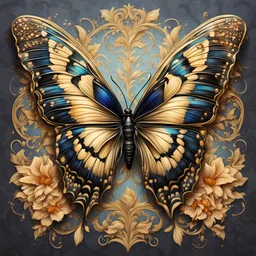 vivid colored swallowtail in gilded art style