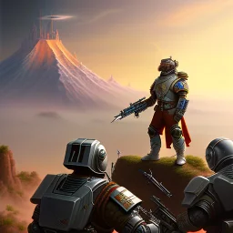  leader pointing at horizon to his army, high details, high quality,art by grag rutkowaski