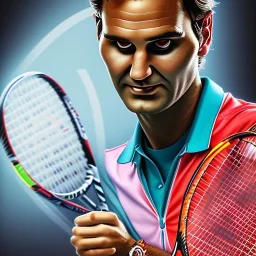 roger federer, 8k , raquet, ball, roland garros, details, rembrandt style