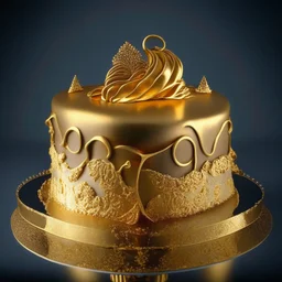 A picture of a cake with golden decoration