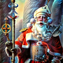 art by brom, santa with a broad sword, ice palace, sexy blonde fairy, russian orthodox