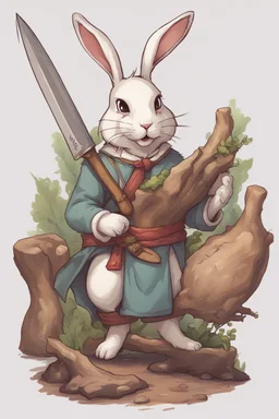 holy bunny with cooking knife dnd art adventurer