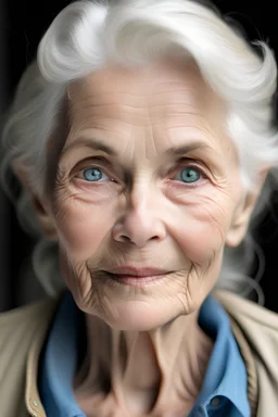 hermosa mujer rubia de 75 años ojos azules muy trabajadora