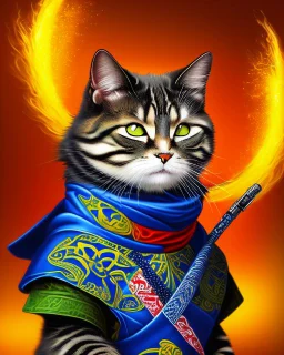 Ninja cat intricate hyper-detailed vector