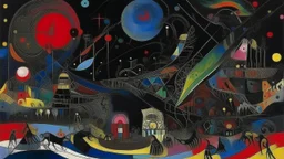 A black dark museum at midnight painted by Wassily Kandinsky