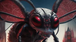 a spider mickey mouse hybrid, photorealism, movie screen capture, horror, sci-fi, retrofuturism, evil, demon-like