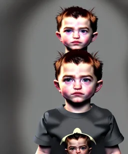 Robert pattinson toddler, full body, soft skin, dramatic lighting, hyper realistic