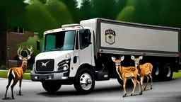 3 deer that look like Mafia Goons take charge at the moving truck company corporate complex using Human like Mafia tactics brute force