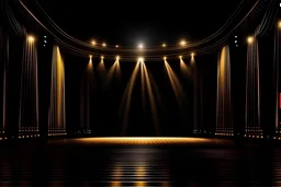 dark theatrical stage with spotlights gold