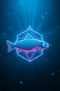 extremely sharp hypnotic soothing emotional support sacred geometry trout symbol in front of depth of field neon google airship effect