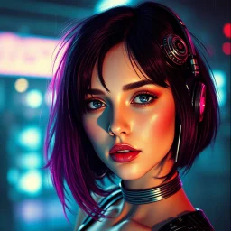 a pretty girl, cybernetic, retro futuristic, aged, damaged, stylised, digital art