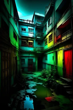 harsh lighting, discordant colors, jarring architecture, lack of integration with nature, artificial elements, polluted water, barren landscape, lack of balance, chaotic composition, cluttered surroundings, unnatural textures, lack of harmony, unattractive lighting, stark contrasts, absence of nature, generic architecture, unsightly details, unappealing atmosphere, lifeless surroundings, lack of warmth, lack of depth.